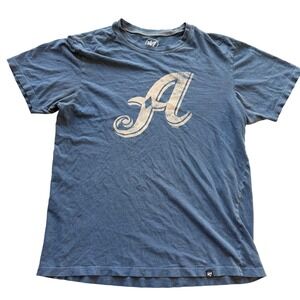 '47 Brand Mens Atlanta Braves Graphic T-Shirt Blue Large Distressed Logo Tee